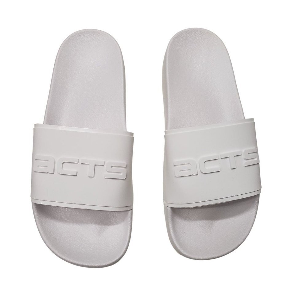 New Acts Men's Pool Slides in White - Size 40 (US‎ Size 7.5)